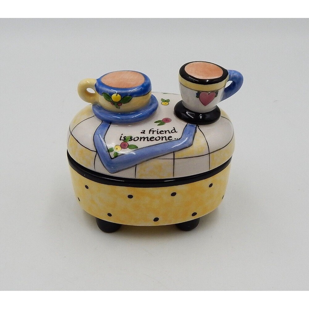 Tea With A Friend Trinket Box KB Schmidt 2001 Porcelain Winslow's Designs